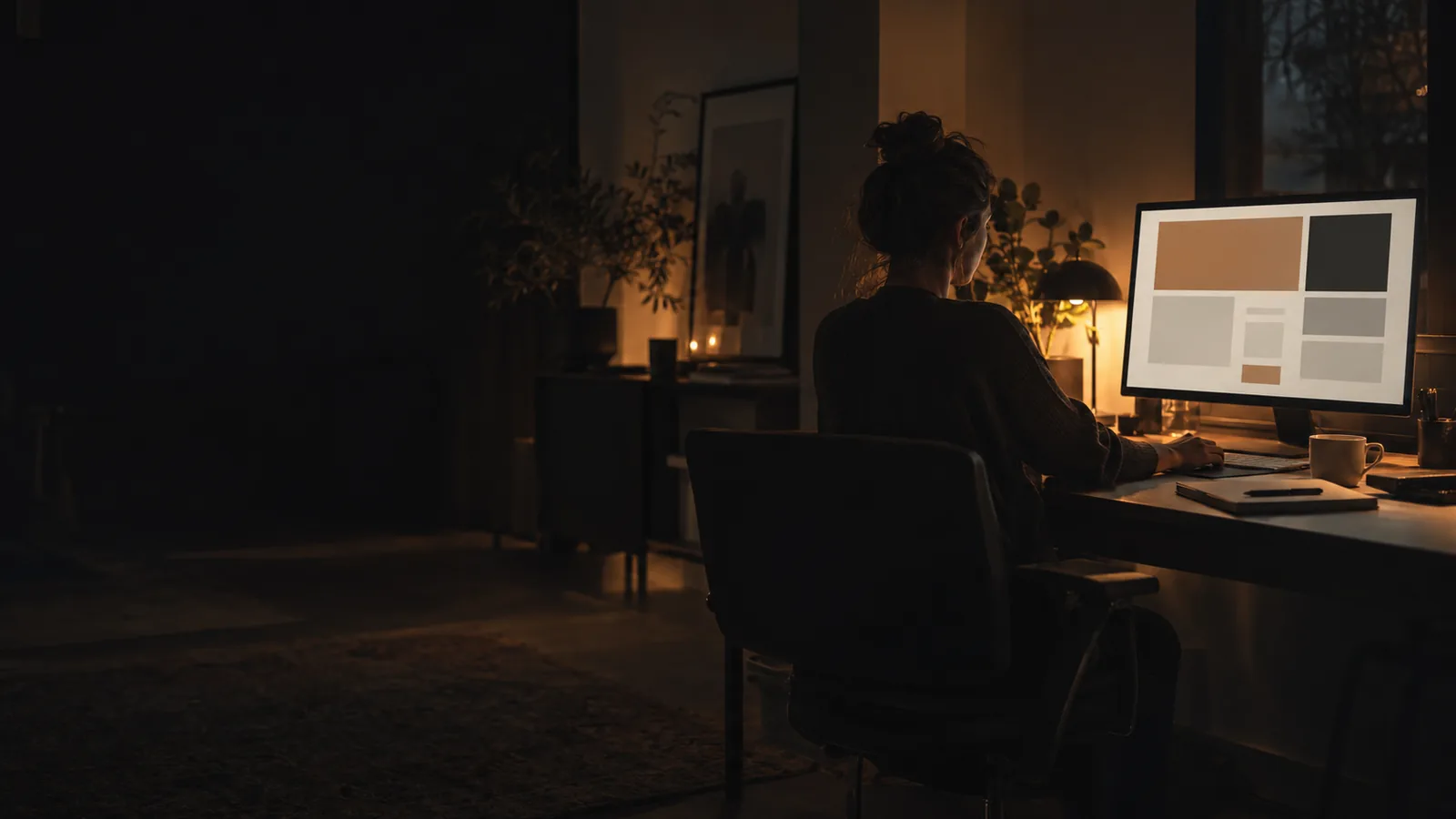 Designer working on an e-commerce layout at a large monitor